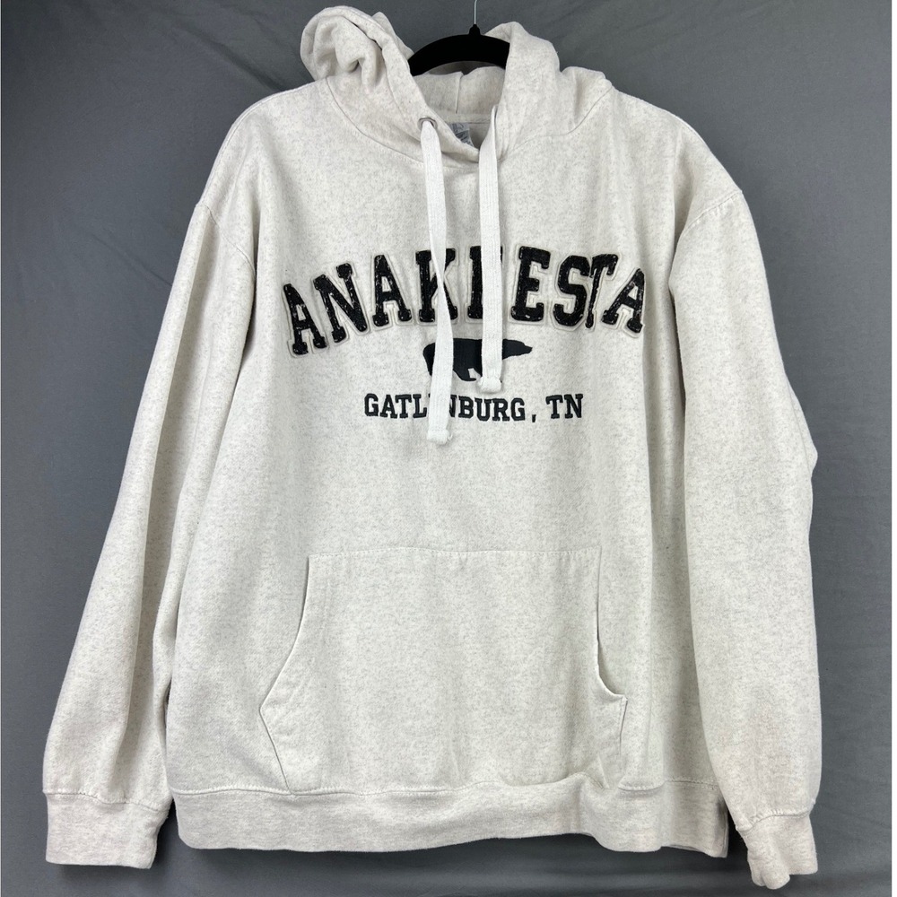 Baypointe Anakeesta Gatlinburg TN Hoodie Mens 2XL Oatmeal Pullover Sweatshirt